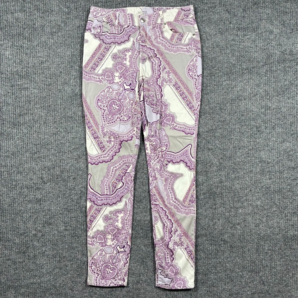 Chicos Jeggings Womens Size 4R Purple Paisley Stretch Skinny Mid Rise Casual
